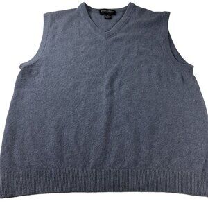 Joseph Lyman Cashmere Vest Sweater Mens V Neck Sleeveless Pullover Blue Soft